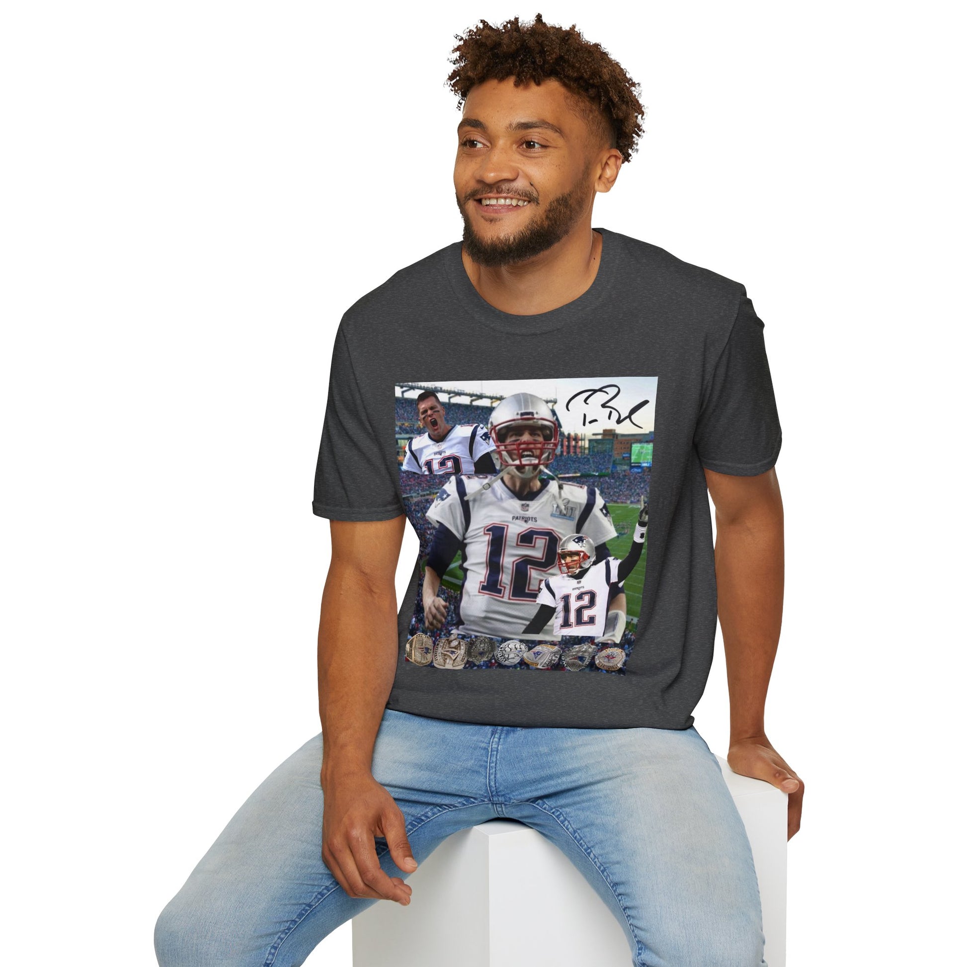 Tom Brady GOAT Graphic Tee - TB12 Legend T-Shirt - 7x Super Bowl Champion Football Streetwear - Graphic Fusion tees