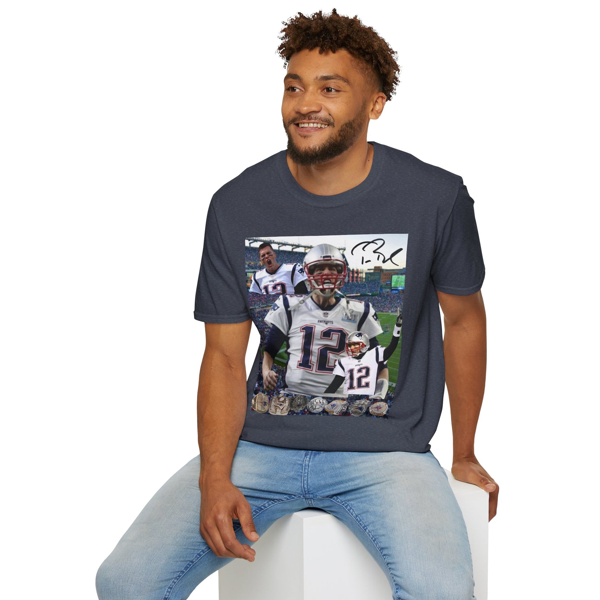 Tom Brady GOAT Graphic Tee - TB12 Legend T-Shirt - 7x Super Bowl Champion Football Streetwear - Graphic Fusion tees