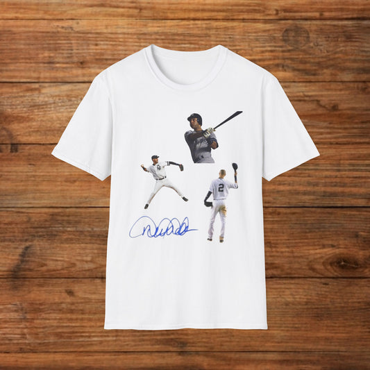 Derek Jeter Retro Sports Unisex Softstyle T-Shirt, Casual Sports Tee, Gift for Athletes, Vintage Sport Shirt, Baseball Fan Apparel